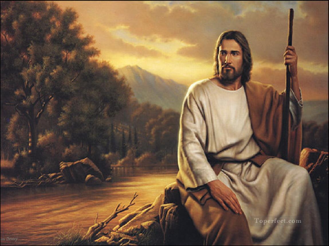 イエスは世界の宗教的キリスト教徒の羊飼い油絵